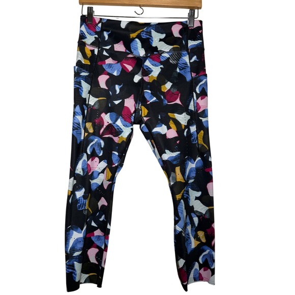 Brooks Women Method 3/4 Abstract Floral Print Leggings Athleisure Size Large - Picture 2 of 12